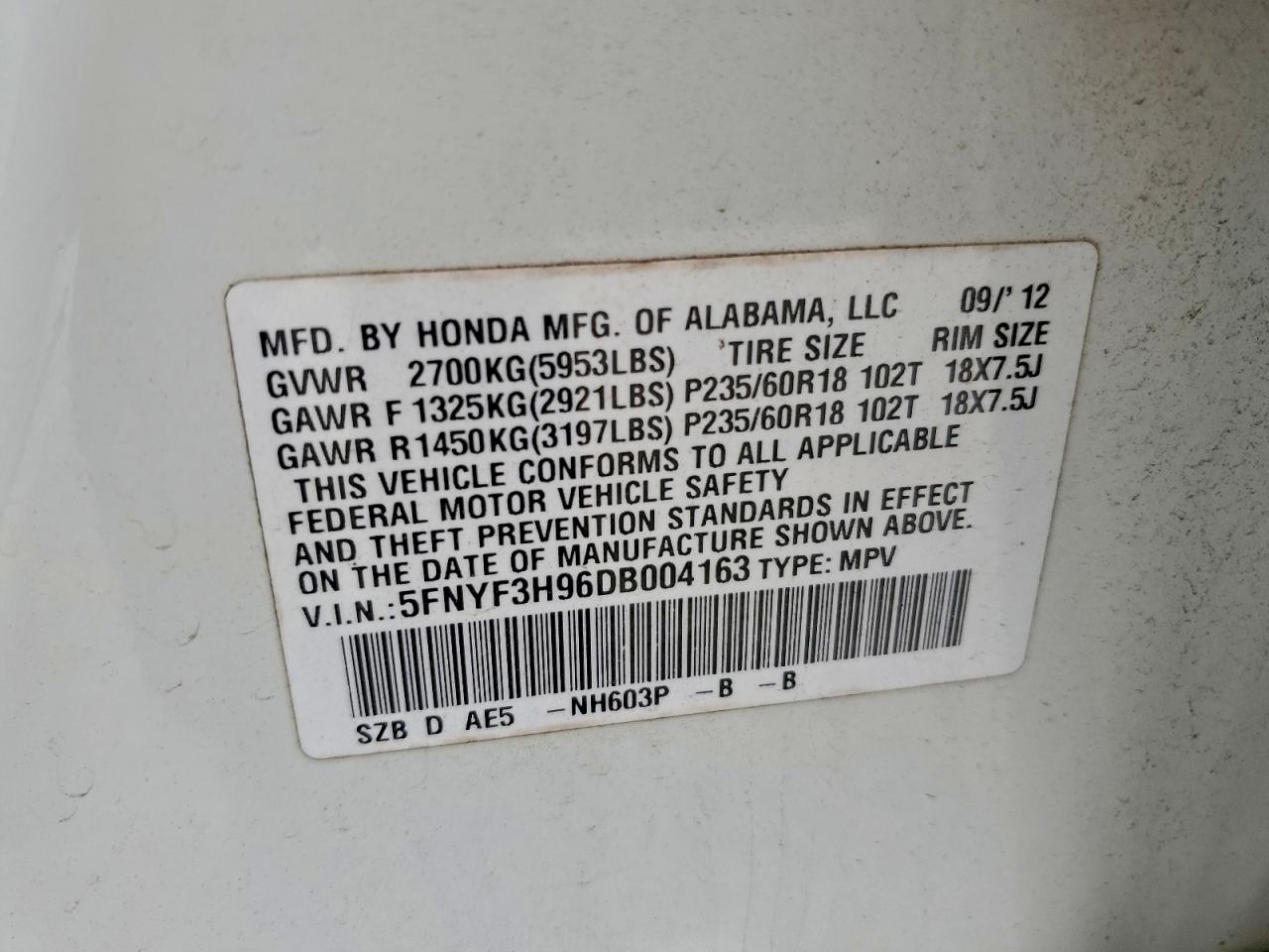 Honda Pilot Touring Image 2